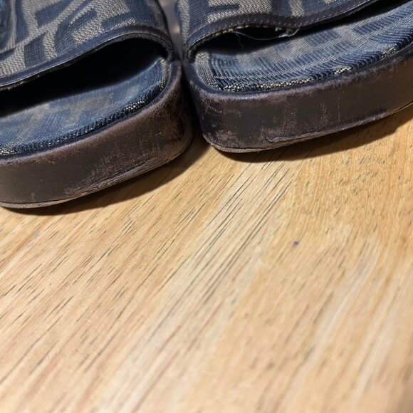 Authentic Fendi F Zucca Logo Graphic Brown Open Toe Chunky Block Heel Sandal 7 - Picture 16 of 16